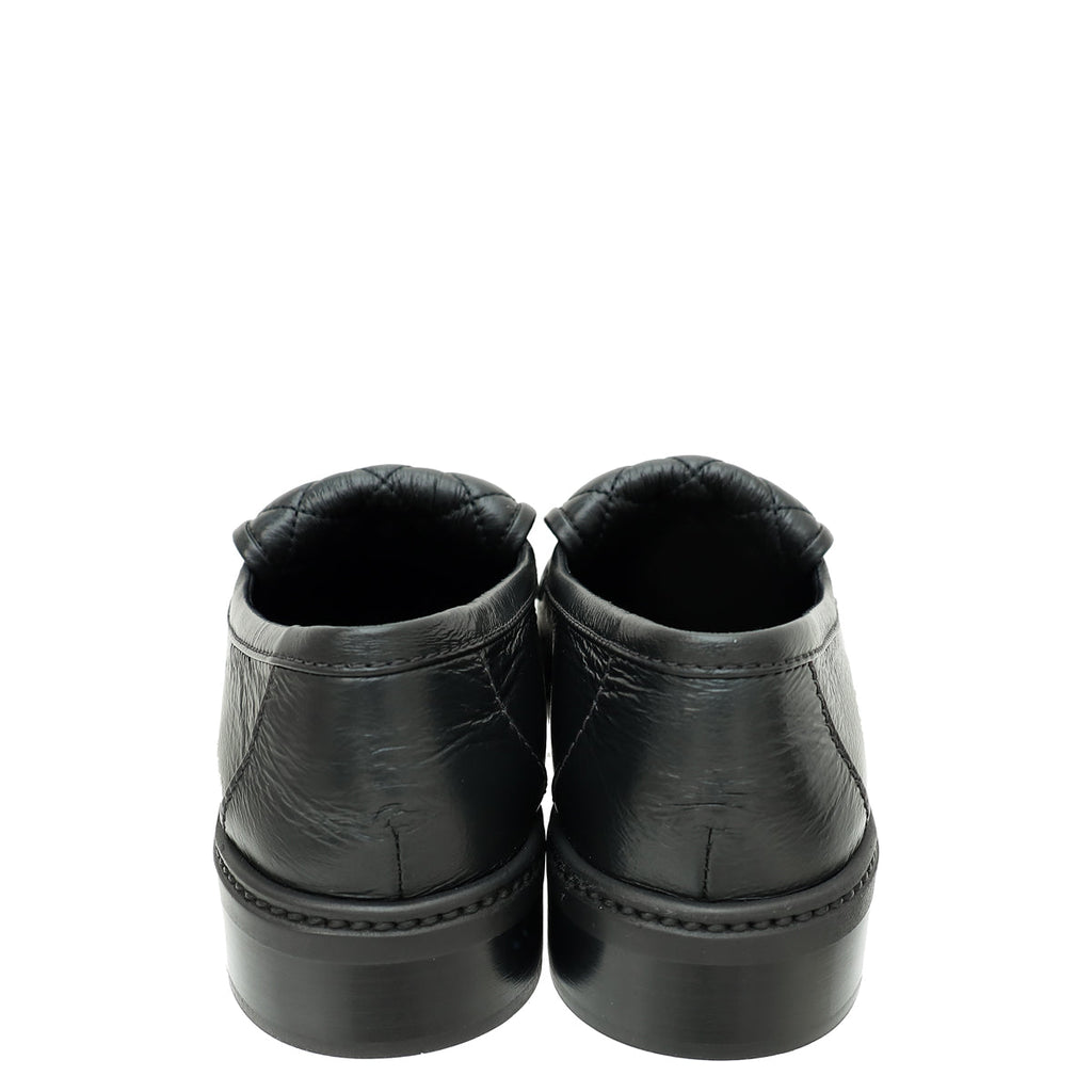 Chanel Black CC Quilted Moccasin Loafer 39