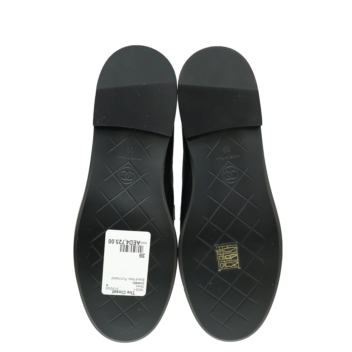 Chanel Black CC Quilted Moccasin Loafer 39