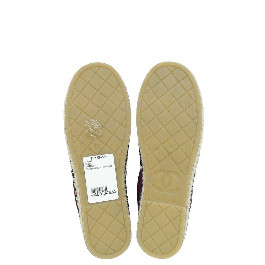 Chanel Bicolor Velvet Logo Cap Toe Espadrille 39