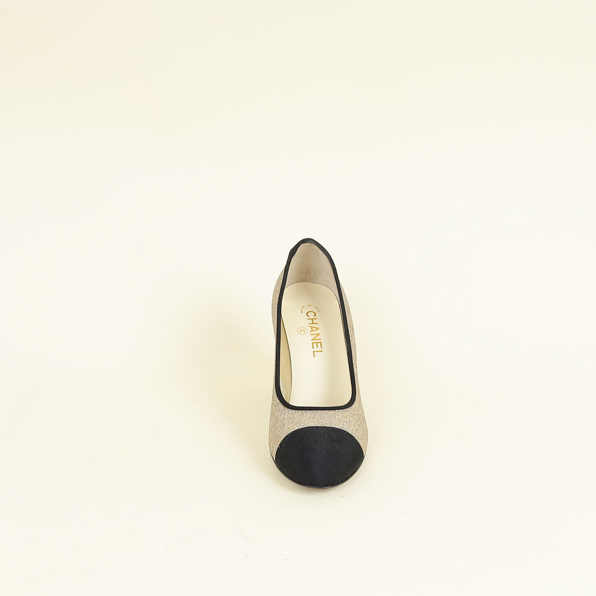 Chanel Bicolor CC Glitter Grosgrain Cap Toe Logo Pumps 40