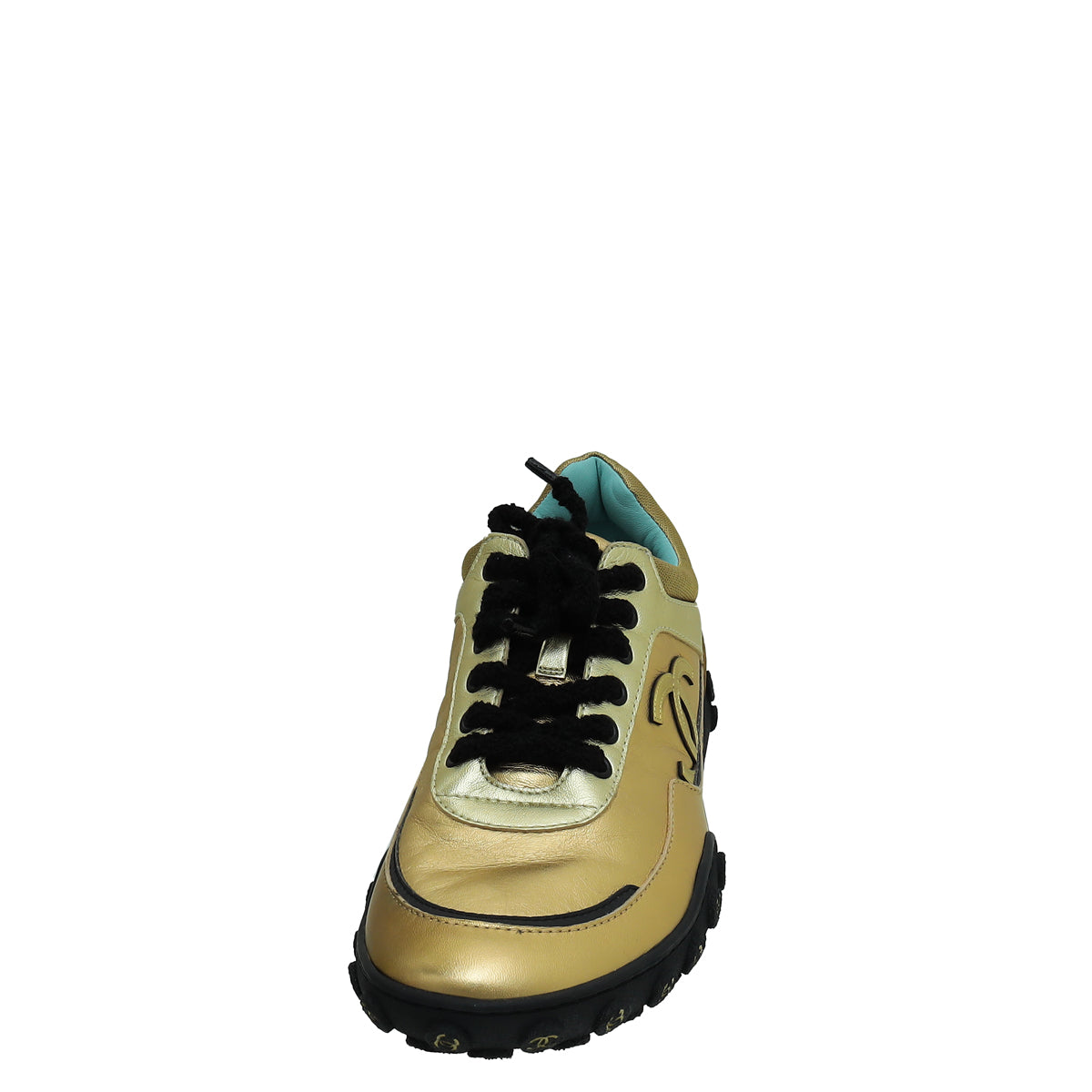 Chanel Bicolor Logo CC Lace Up Sneakers 40