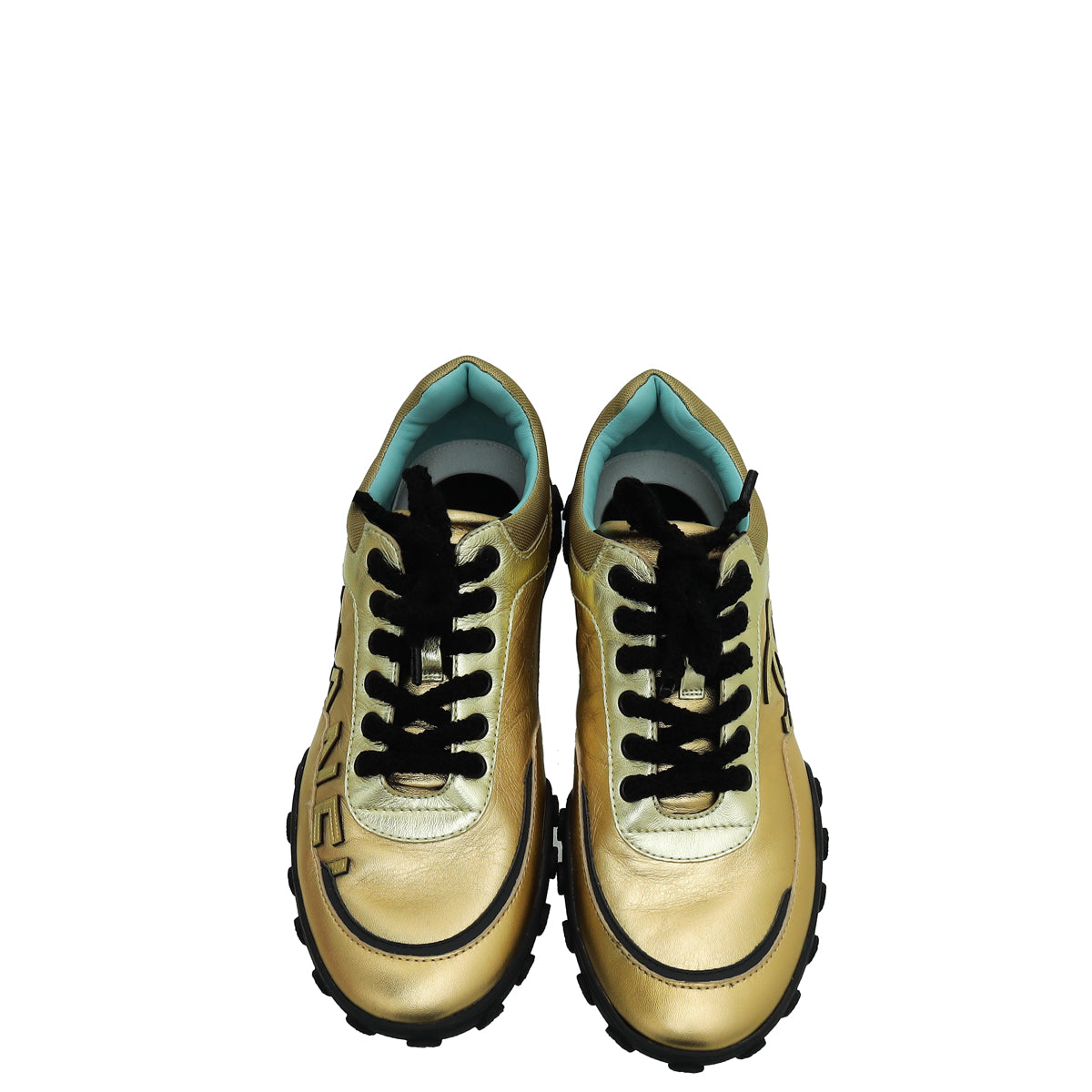 Chanel Bicolor Logo CC Lace Up Sneakers 40