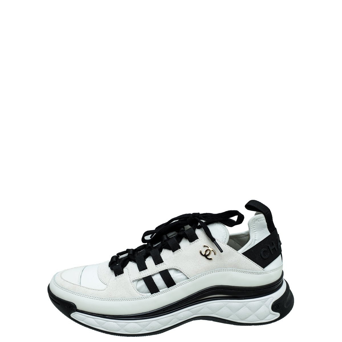 Chanel Bicolor CC Lace Up Sneakers 42