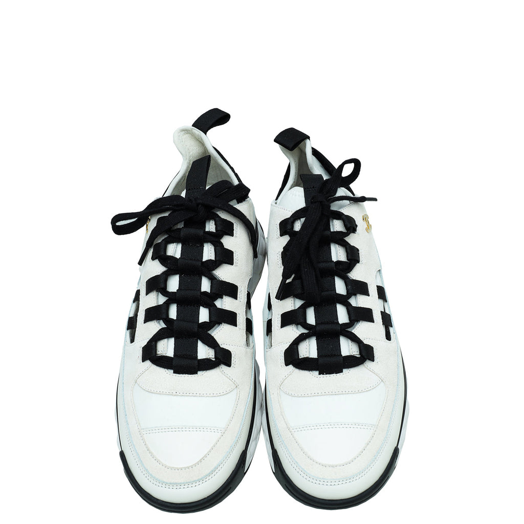Chanel Bicolor CC Lace Up Sneakers 42
