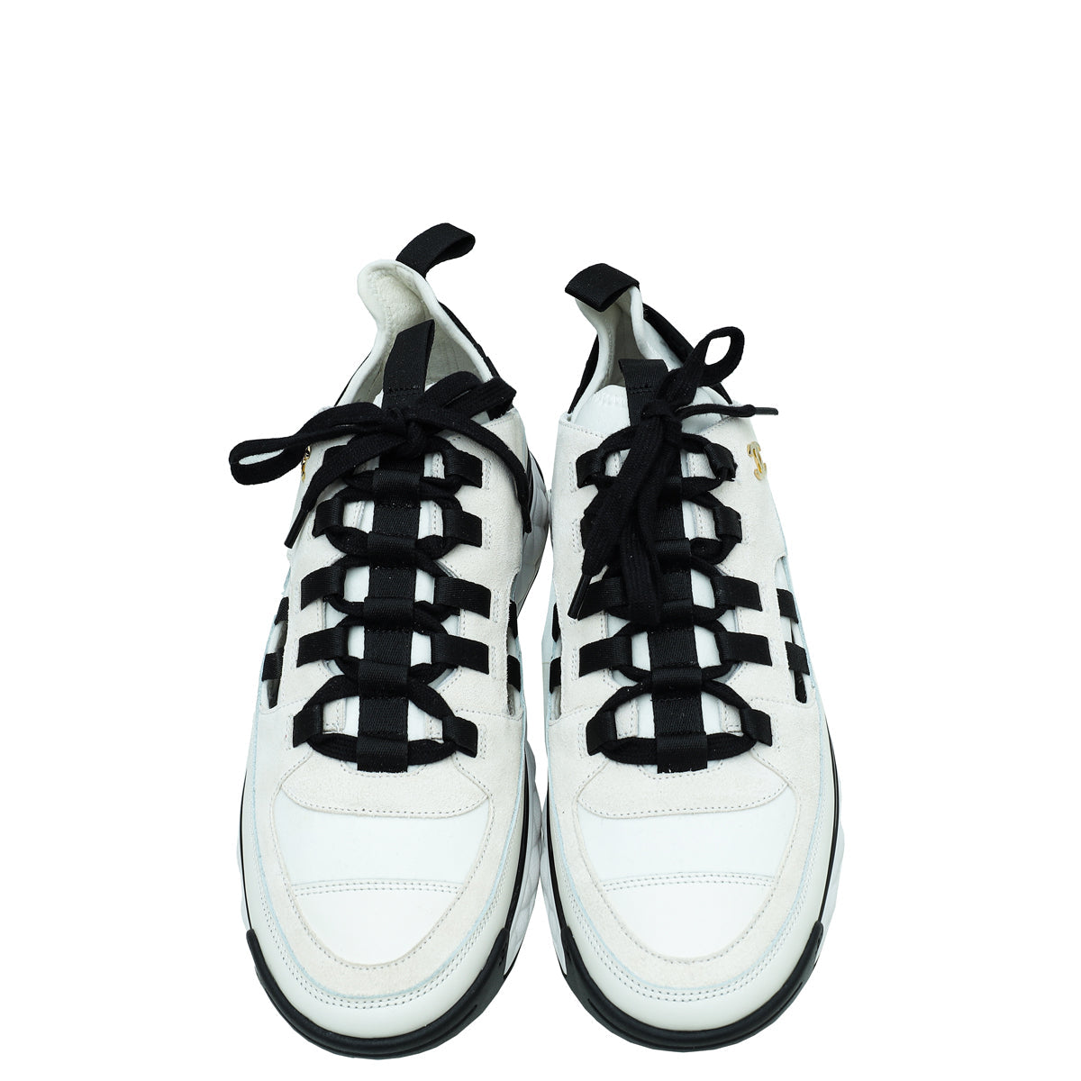 Chanel Bicolor CC Lace Up Sneakers 42