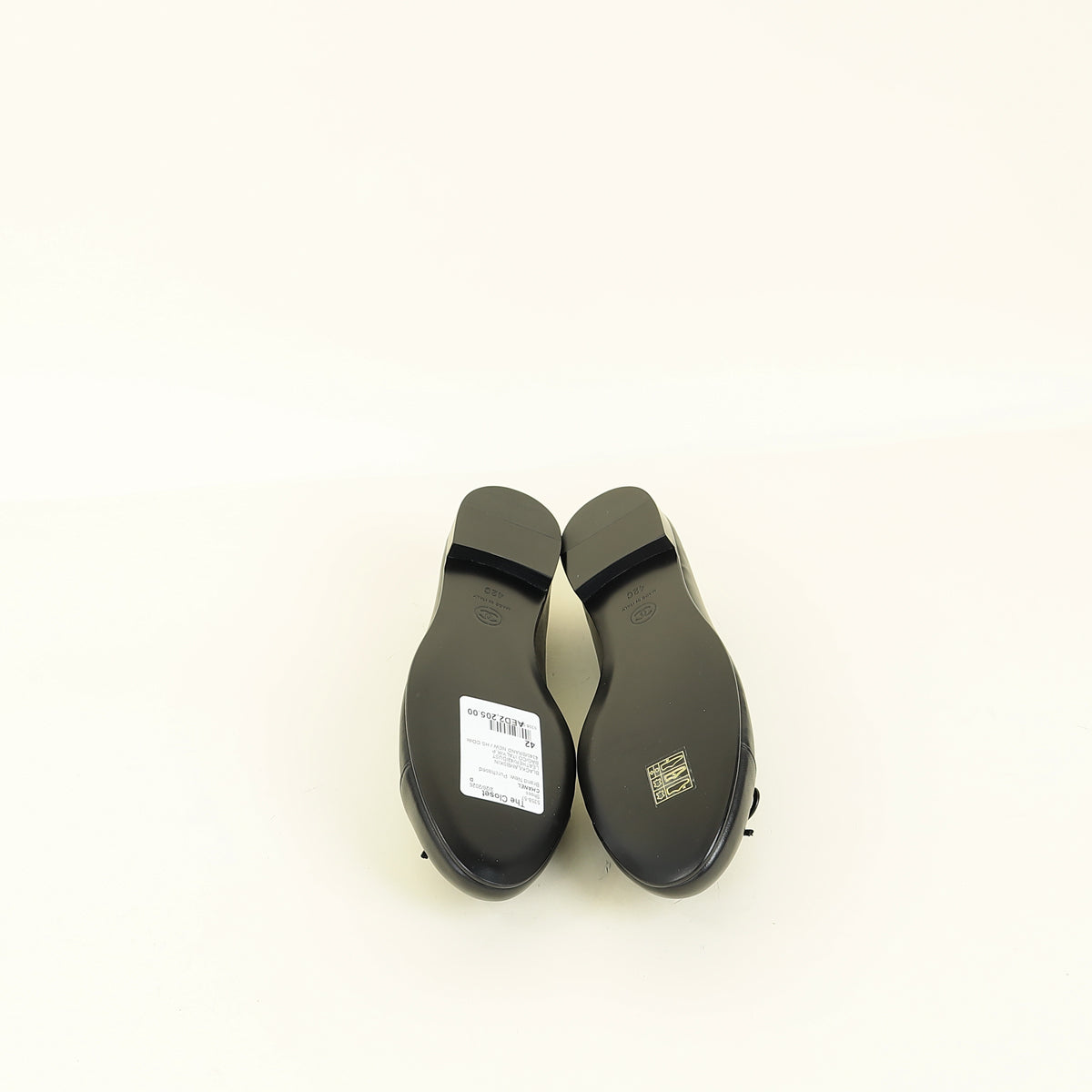 Chanel Black CC Cap Toe Flat Ballerina 42