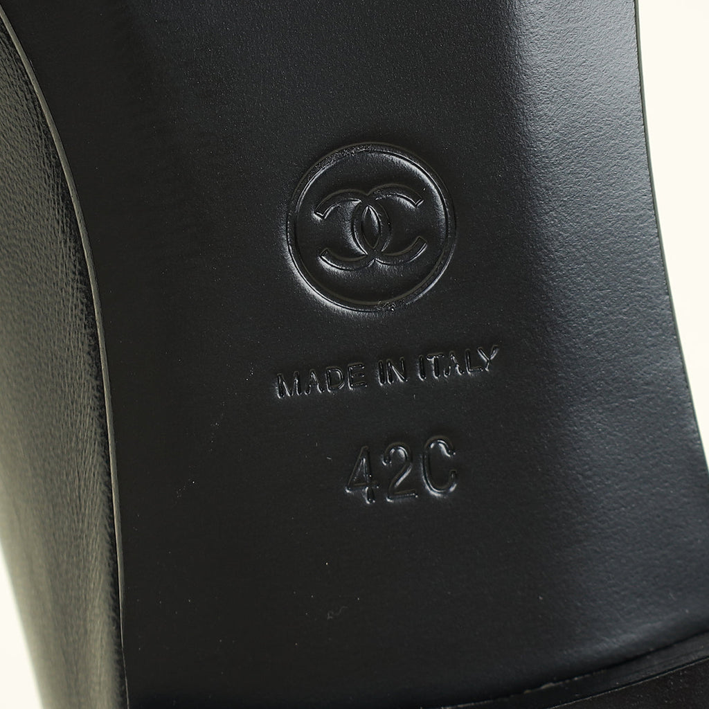 Chanel Black CC Cap Toe Flat Ballerina 42