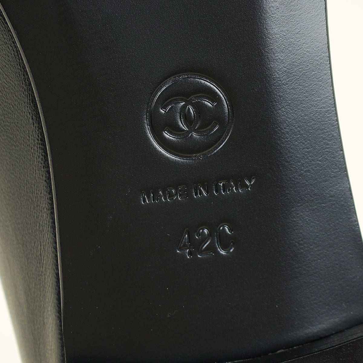 Chanel Black CC Cap Toe Flat Ballerina 42