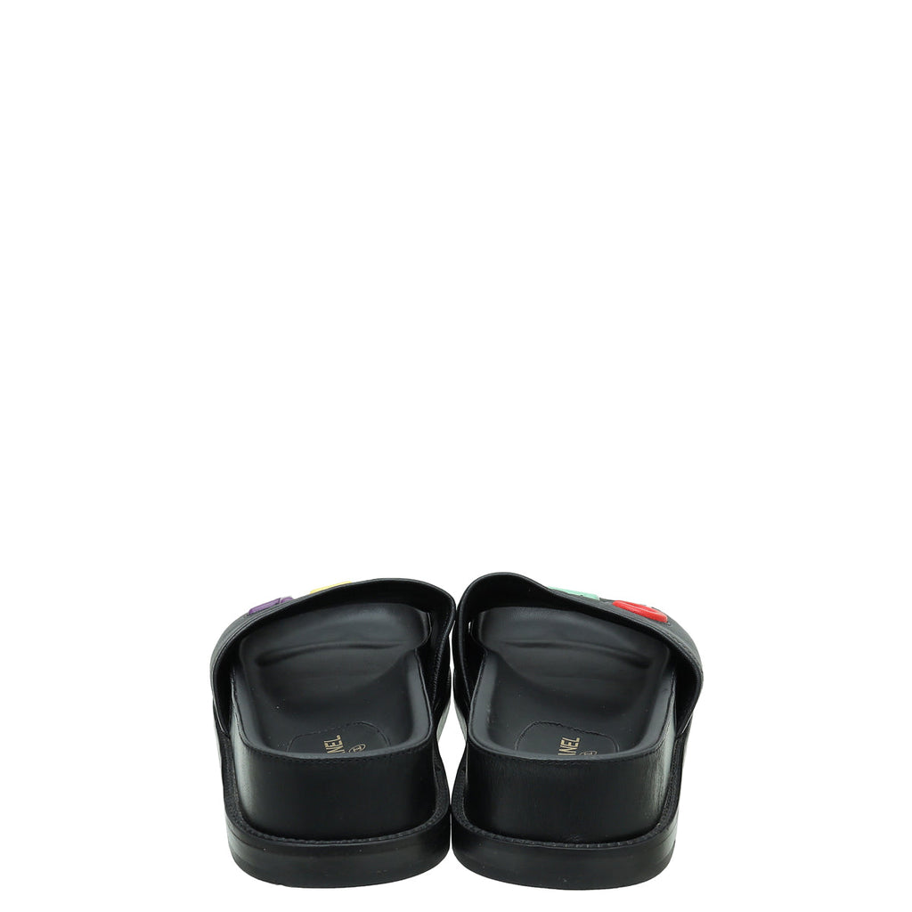 Chanel Black Logo Slide Mules 39
