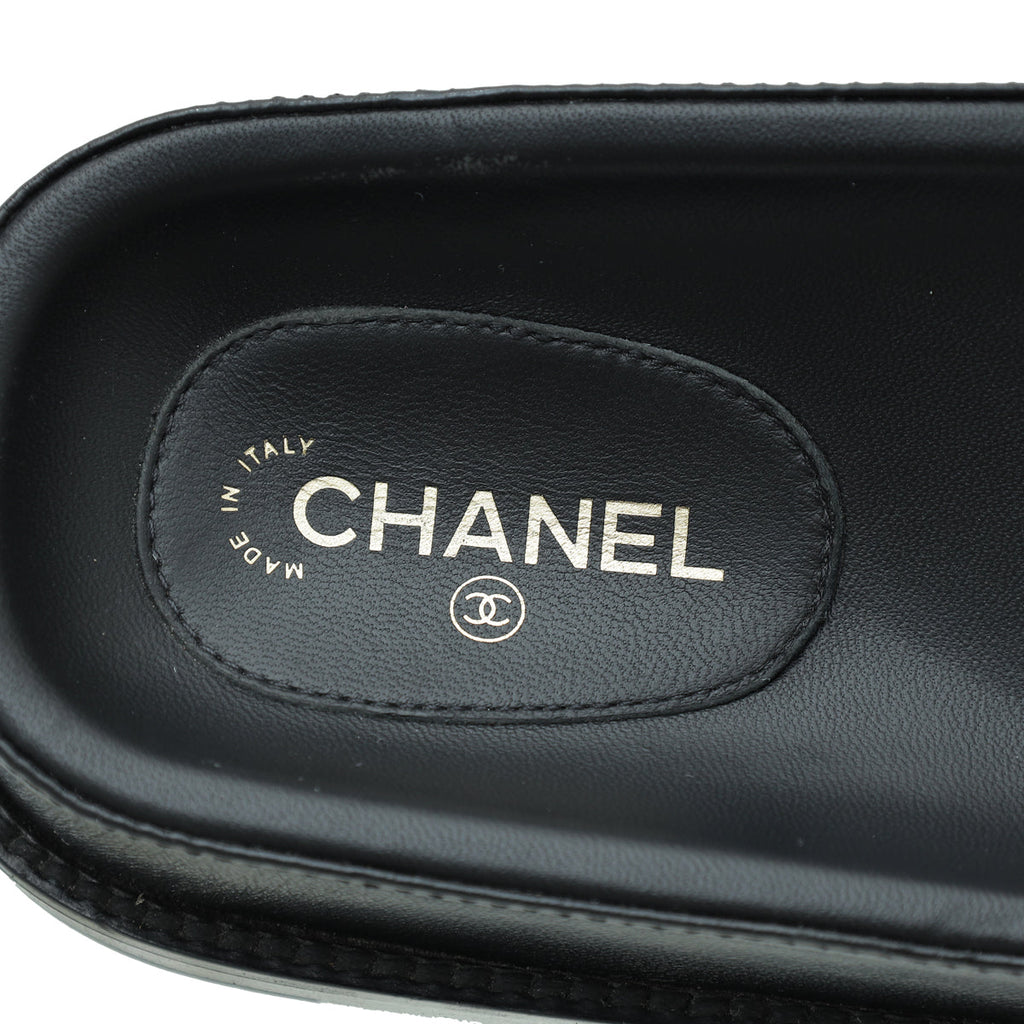 Chanel Black Logo Slide Mules 39