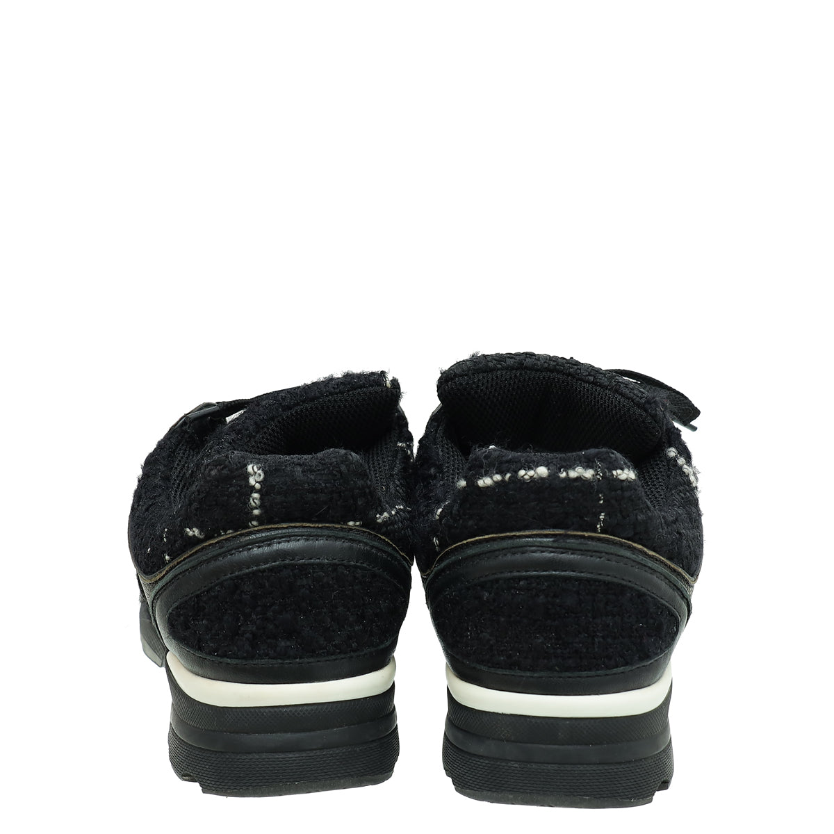 Chanel Black Tweed CC Lace Up Sneakers 35.5