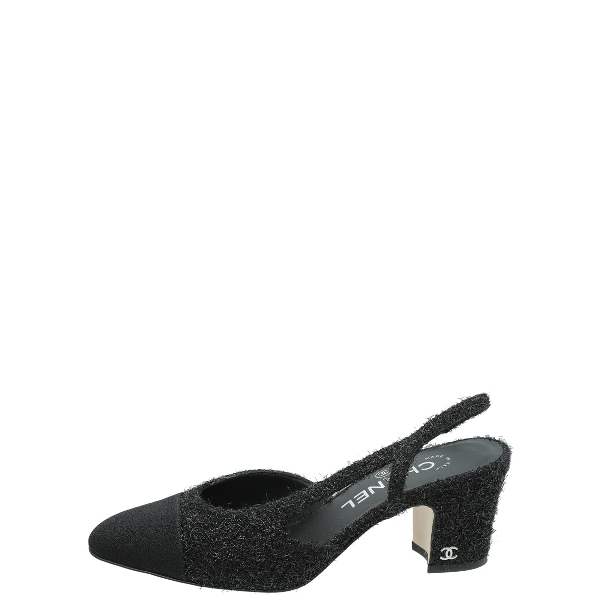Chanel Black Fabric Lurex Slingback Pumps 35.5