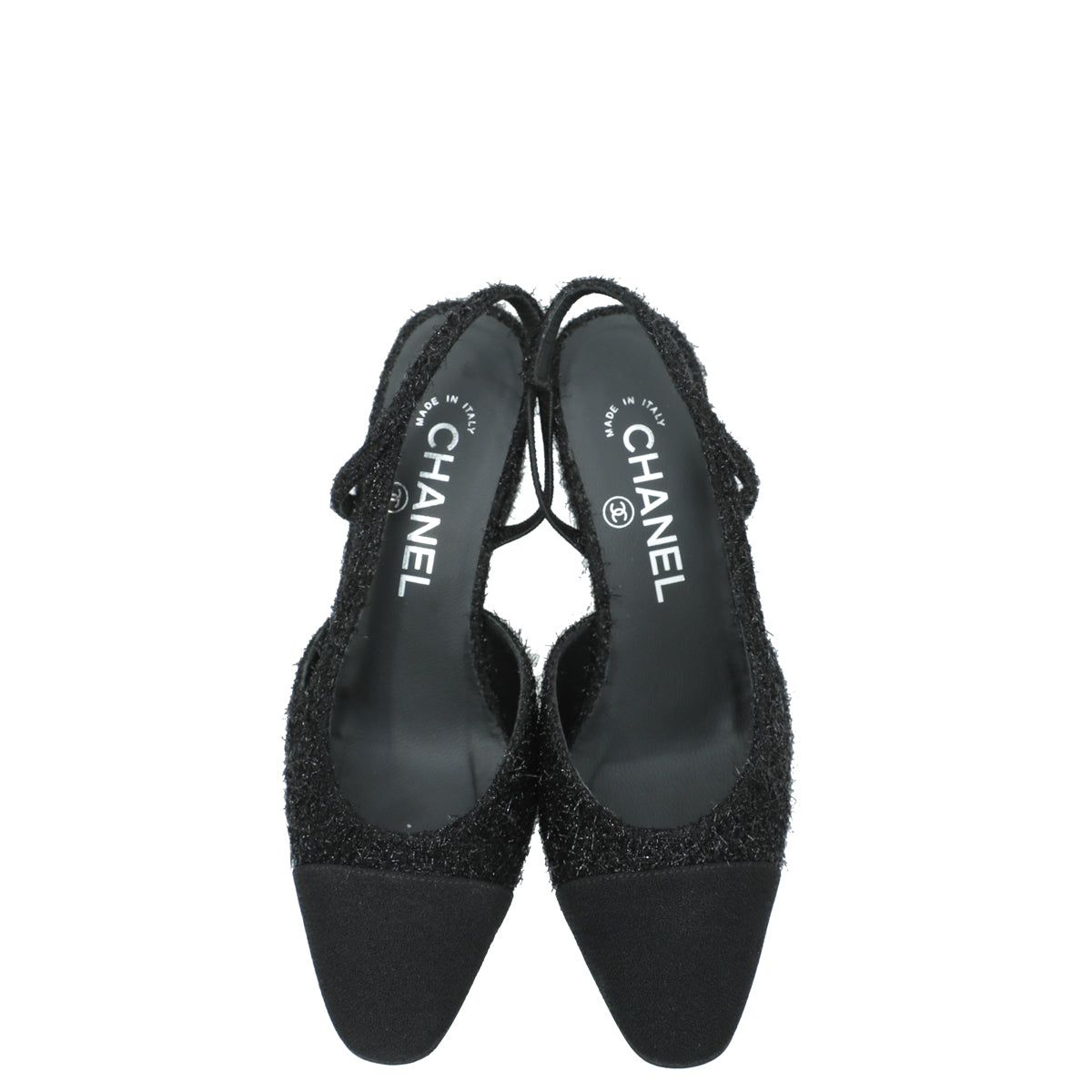 Chanel Black Fabric Lurex Slingback Pumps 35.5