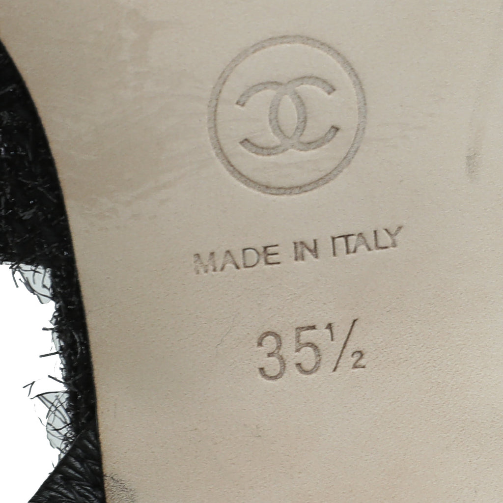 Chanel Black Fabric Lurex Slingback Pumps 35.5