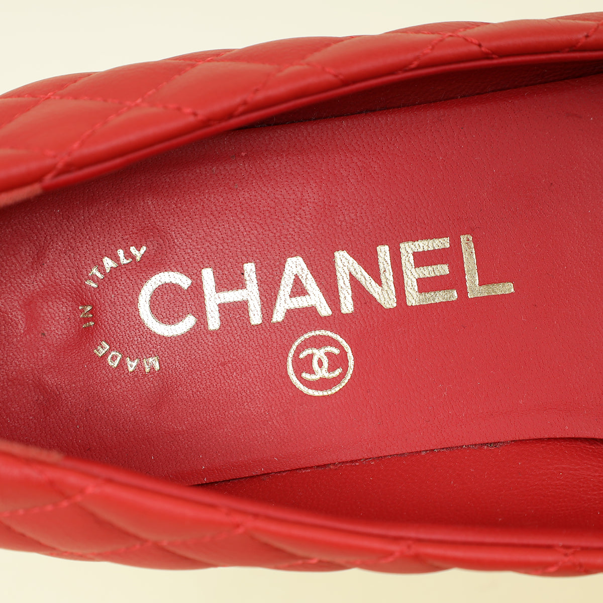 Chanel Red CC Cap Toe Ballet Flats 36.5