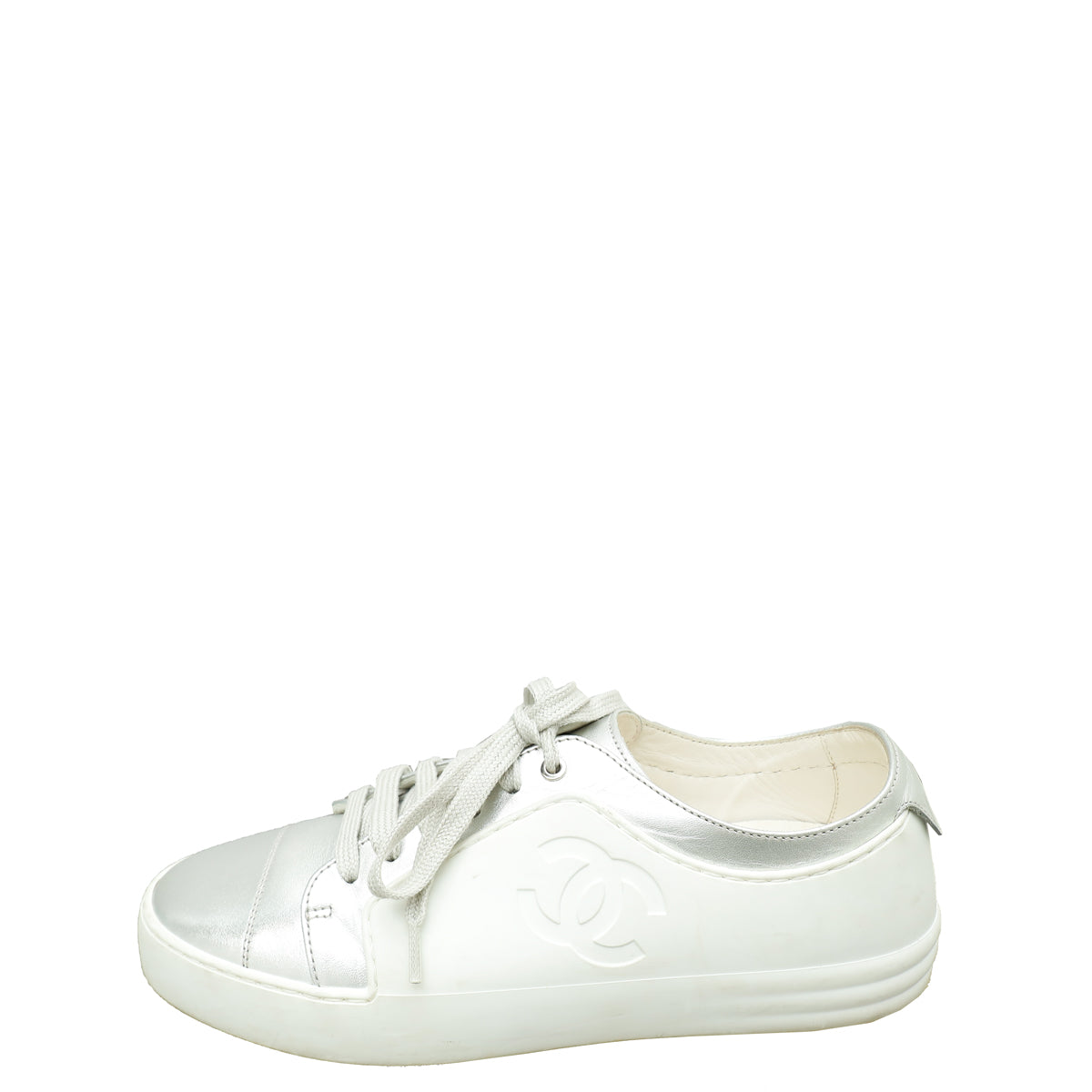 Chanel White CC Low Top Sneaker 36.5