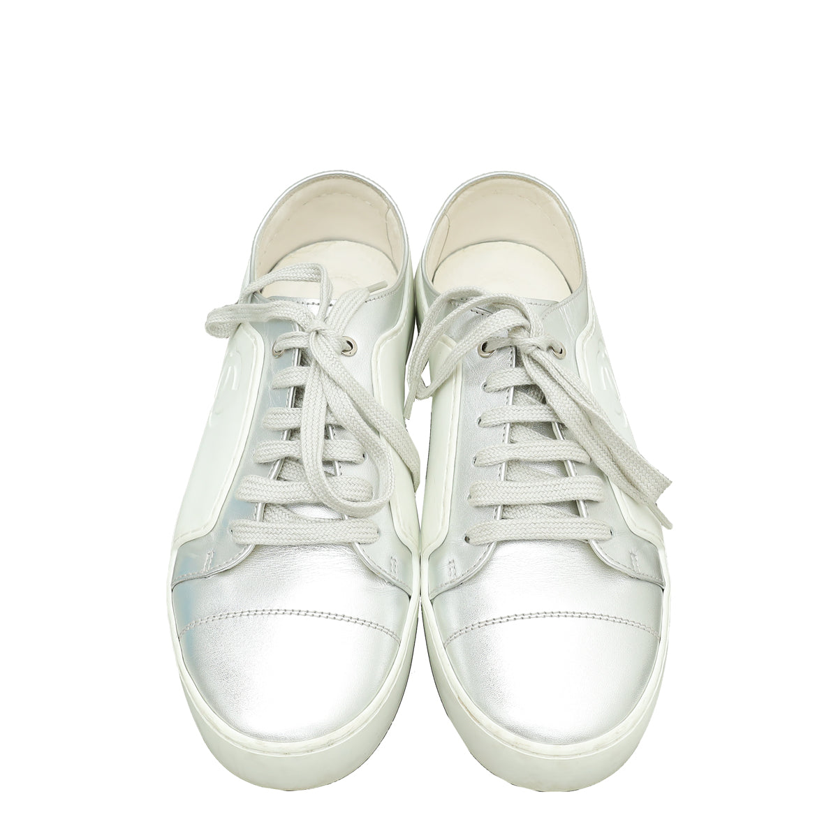 Chanel White CC Low Top Sneaker 36.5