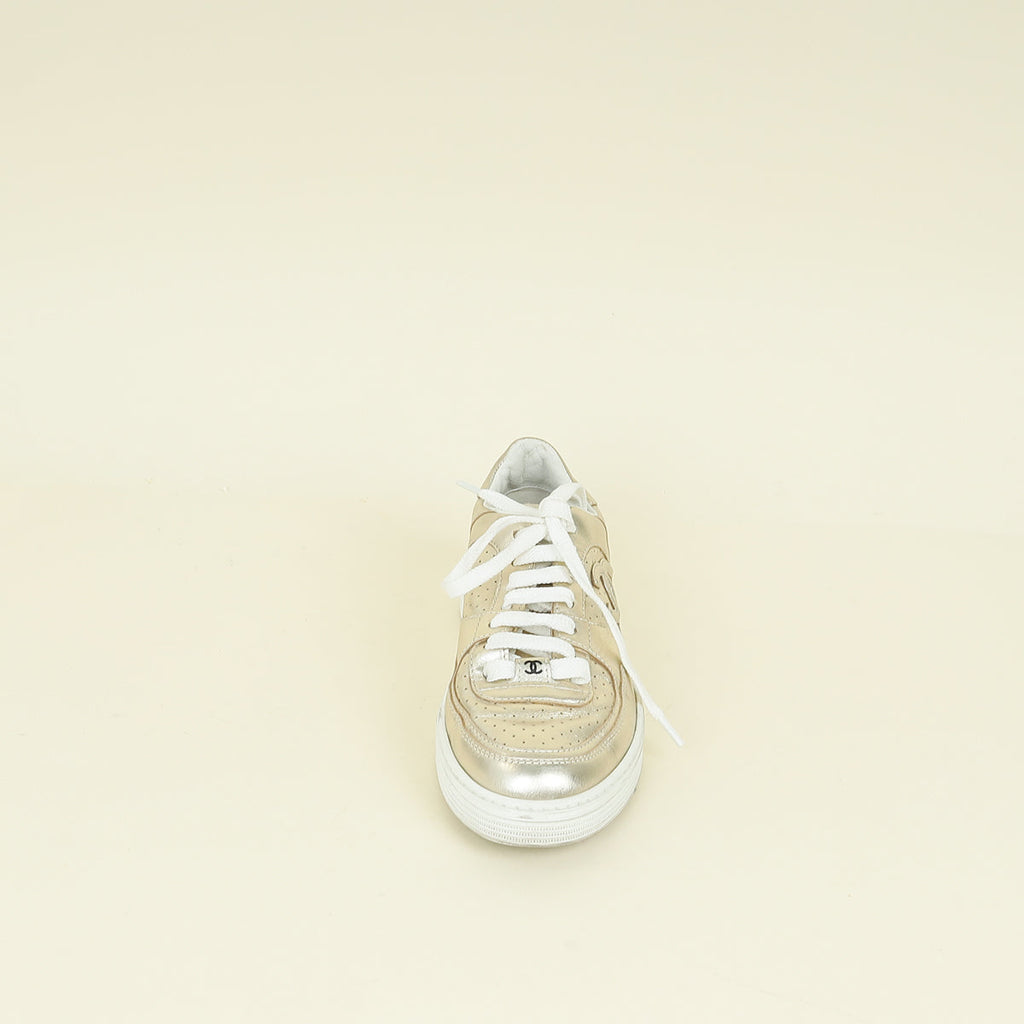 Chanel Metallic Gold CC Trainer Sneaker 36.5