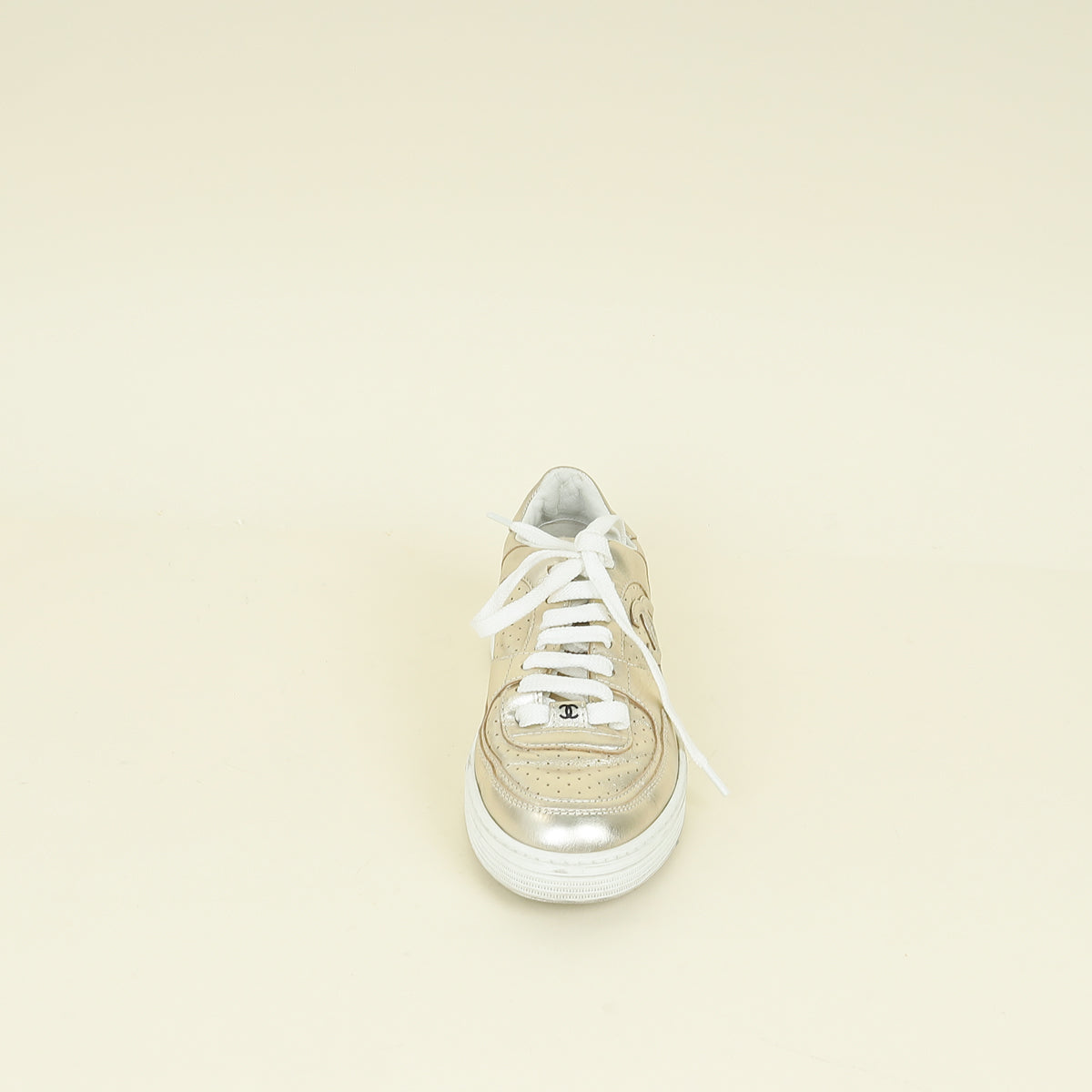 Chanel Metallic Gold CC Trainer Sneaker 36.5