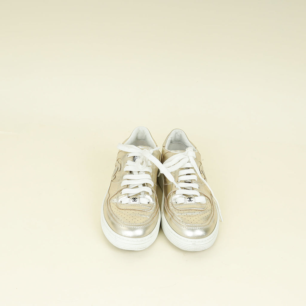 Chanel Metallic Gold CC Trainer Sneaker 36.5
