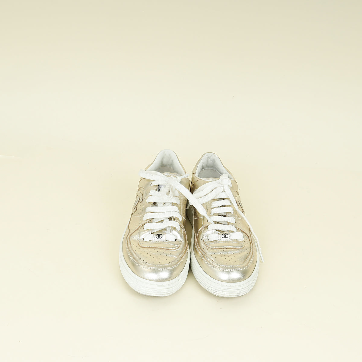 Chanel Metallic Gold CC Trainer Sneaker 36.5