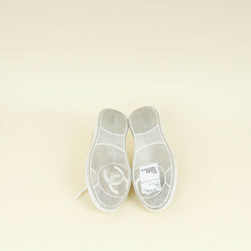 Chanel Metallic Gold CC Trainer Sneaker 36.5