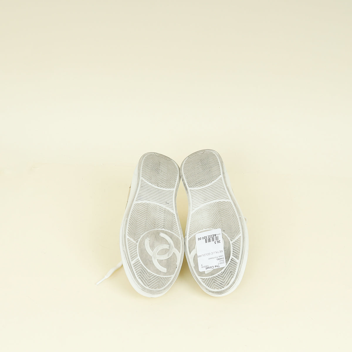 Chanel Metallic Gold CC Trainer Sneaker 36.5