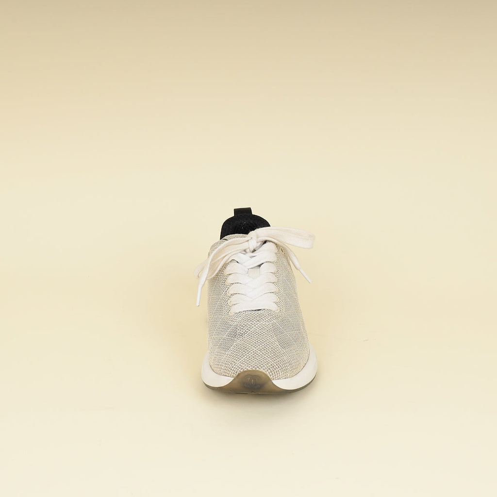 Chanel Beige CC Embroidered Mesh Sneaker 36.5