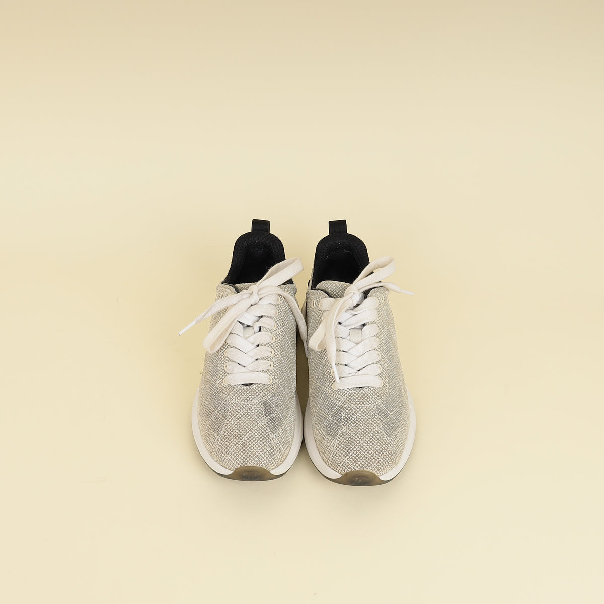 Chanel Beige CC Embroidered Mesh Sneaker 36.5