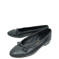 Chanel Black CC Cap Toe Bow Flat Ballerina 36.5