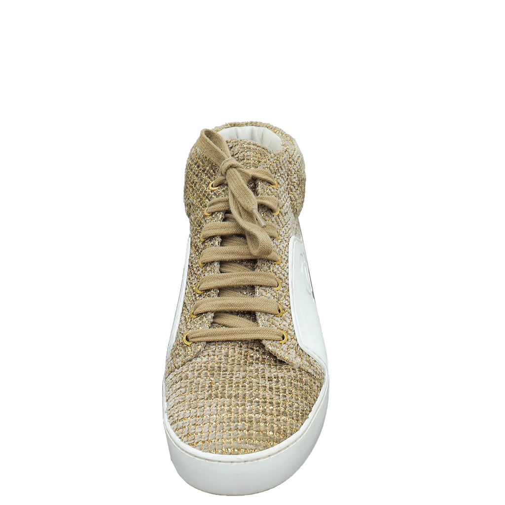 Chanel Multicolor CC High Cut Sneakers 36.5