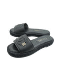 Chanel Black CC Espadrille Mule Sandals 36