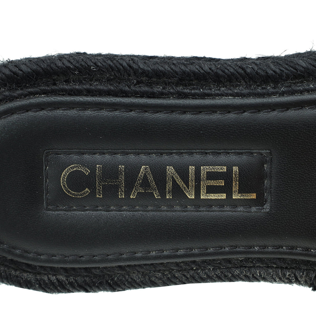 Chanel Black CC Espadrille Mule Sandals 36