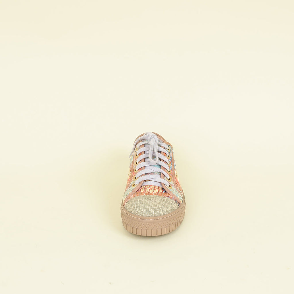 Chanel Multicolor CC Woven Tweed Low Top Sneakers 36