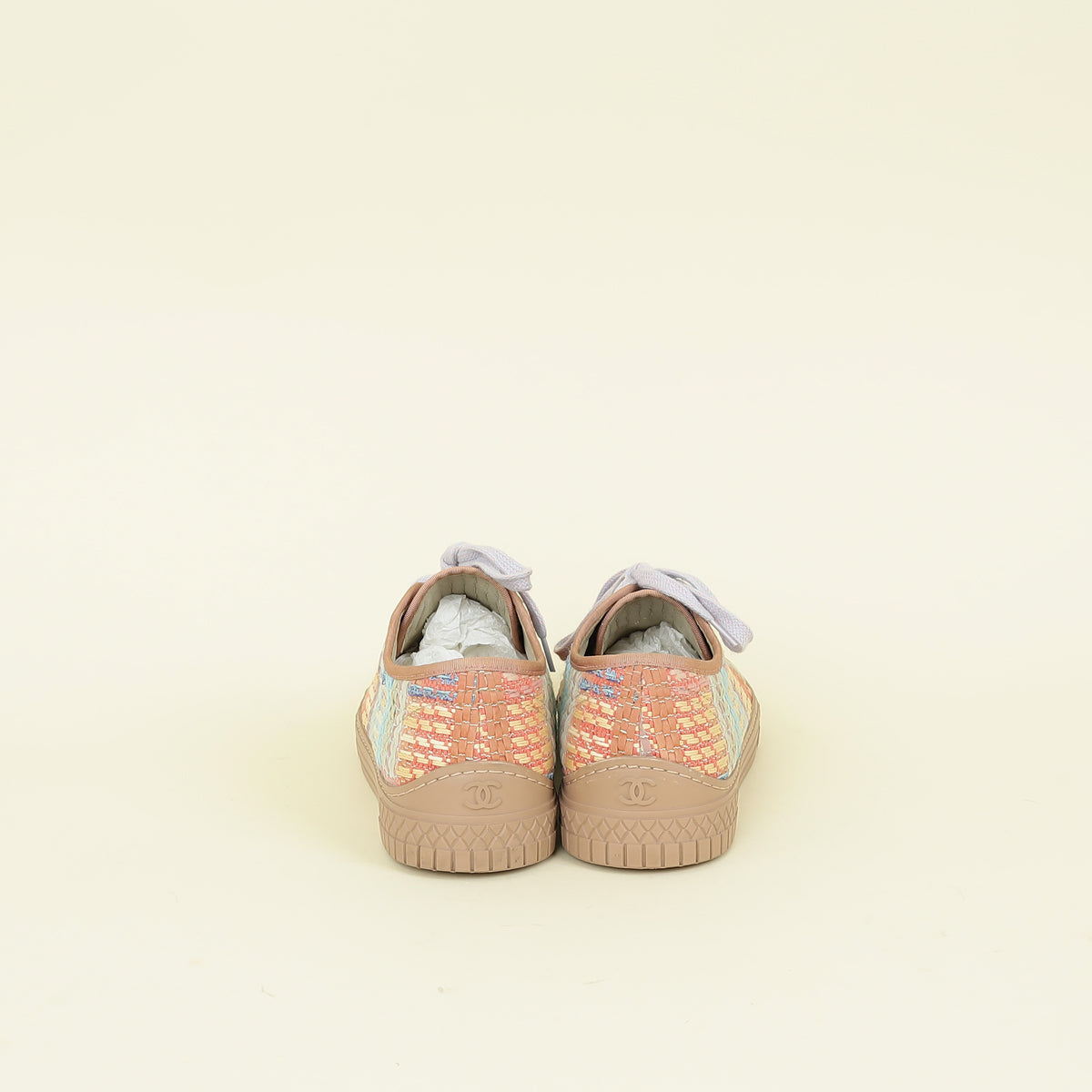 Chanel Multicolor CC Woven Tweed Low Top Sneakers 36