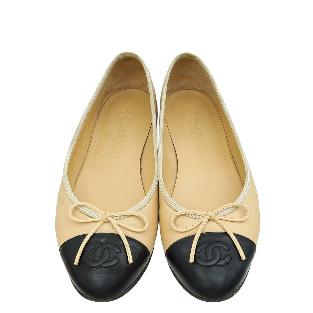 Chanel Bicolor CC Cap Toe Ballet Flats 36