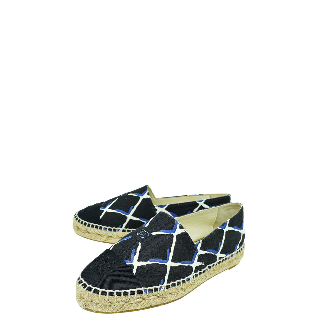 Chanel Multicolor CC Diamond Quilted Print Canvas Espadrille Flats 36