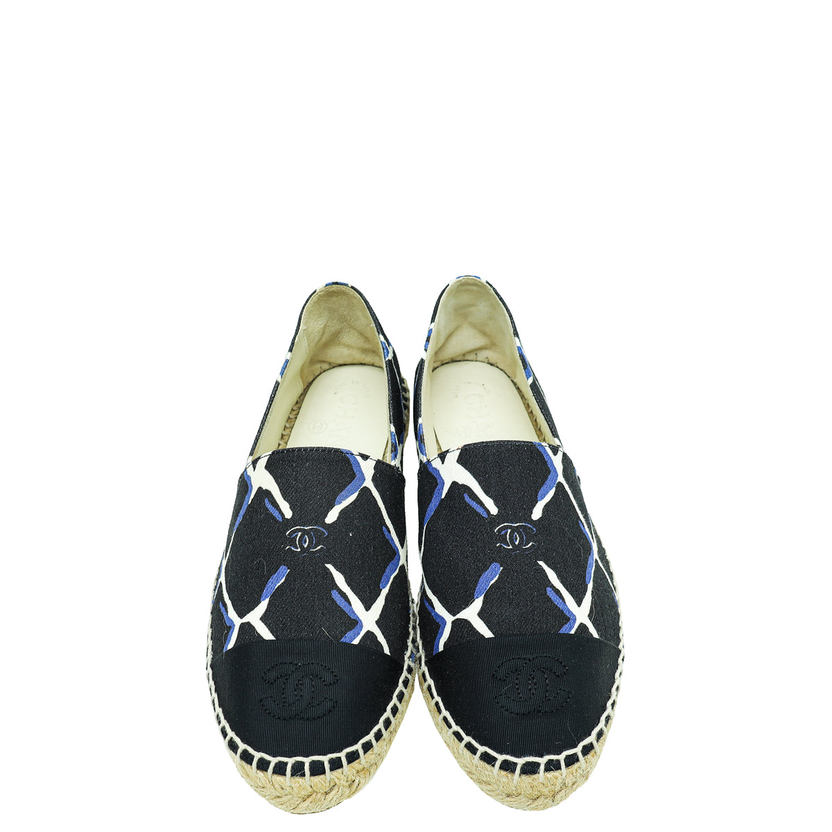 Chanel Multicolor CC Diamond Quilted Print Canvas Espadrille Flats 36