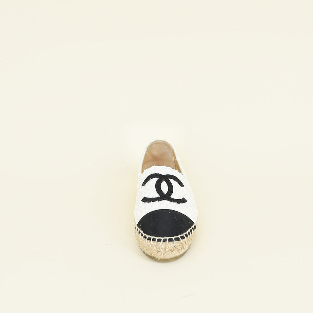 Chanel Bicolor CC Cap Toe Tweed Espadrille 36