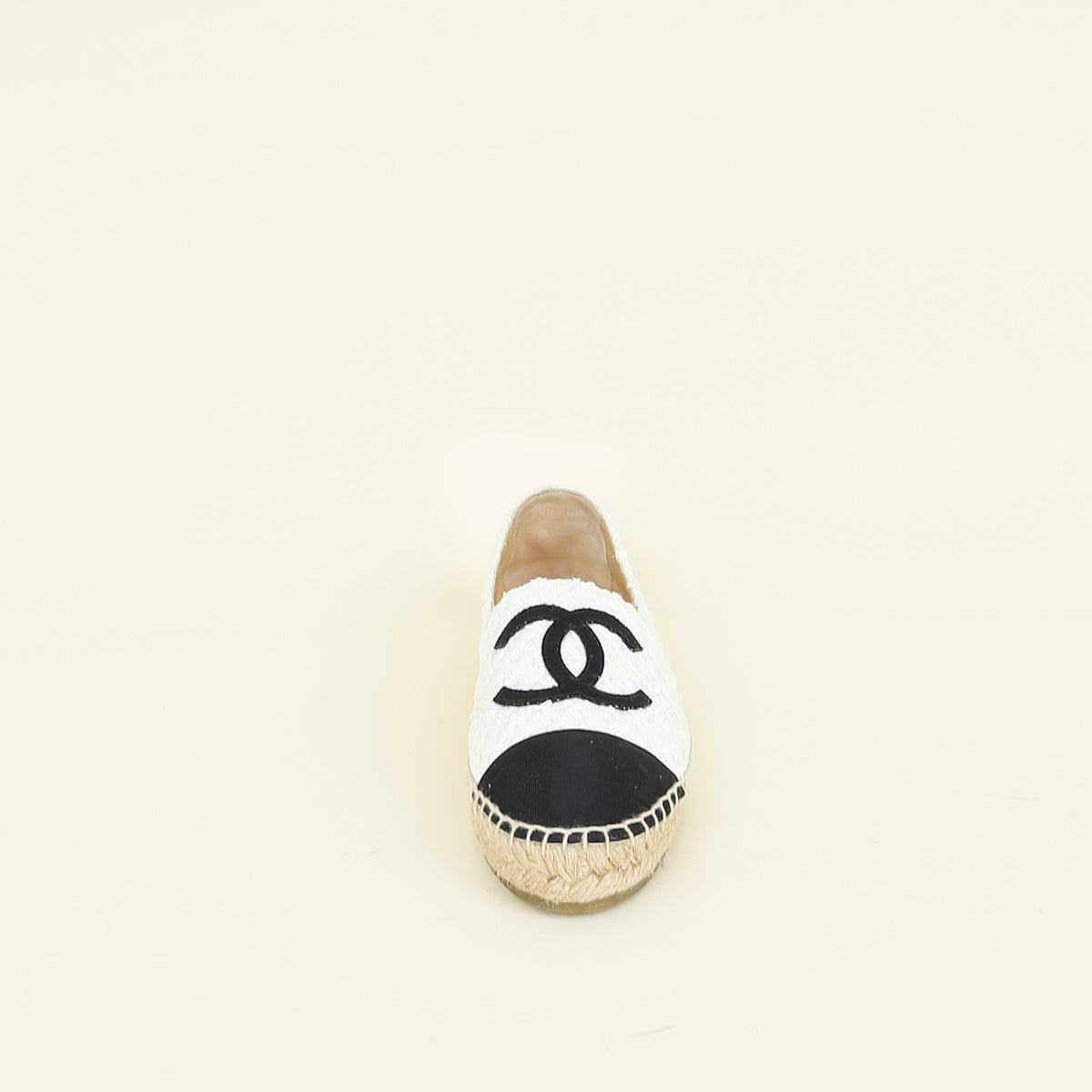 Chanel Bicolor CC Cap Toe Tweed Espadrille 36
