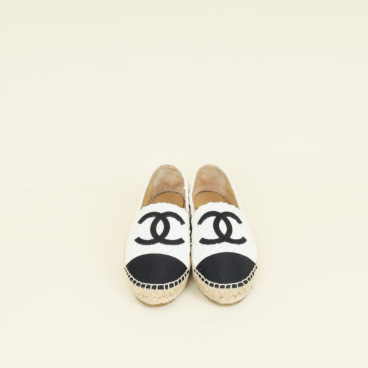 Chanel Bicolor CC Cap Toe Tweed Espadrille 36