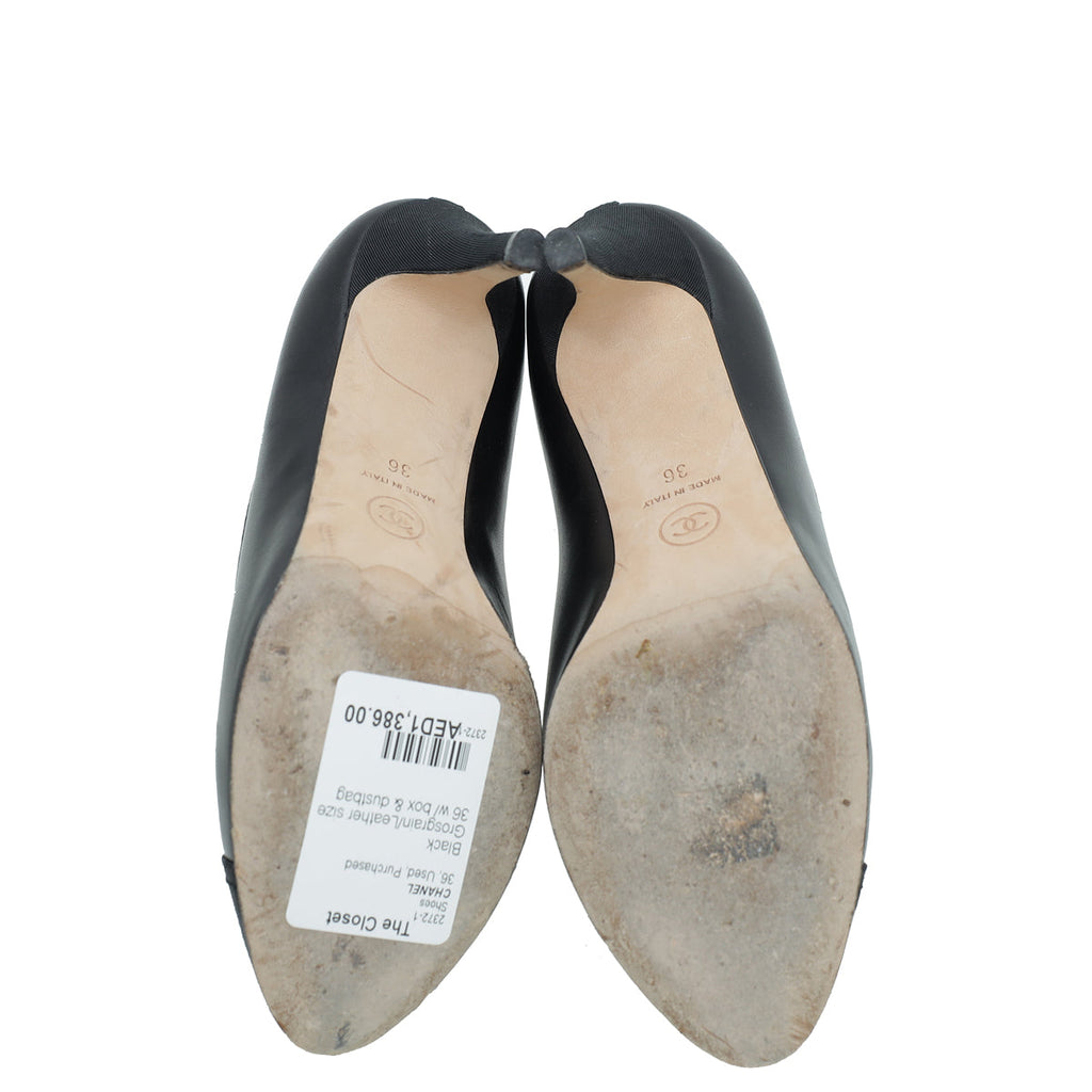Chanel Black Cap Toe CC Pumps 36