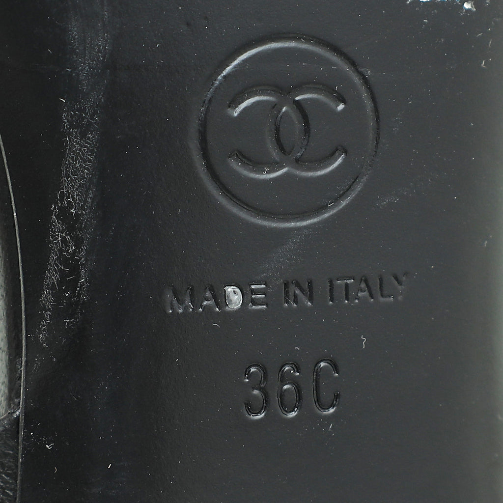 Chanel Black CC Pearl Heel Sandal 36