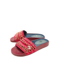 Chanel Burgundy CC Chain Slide Pool Sandal 36