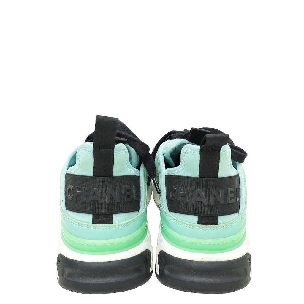 Chanel Mint CC Fabric and Suede Trainer Sneaker 36