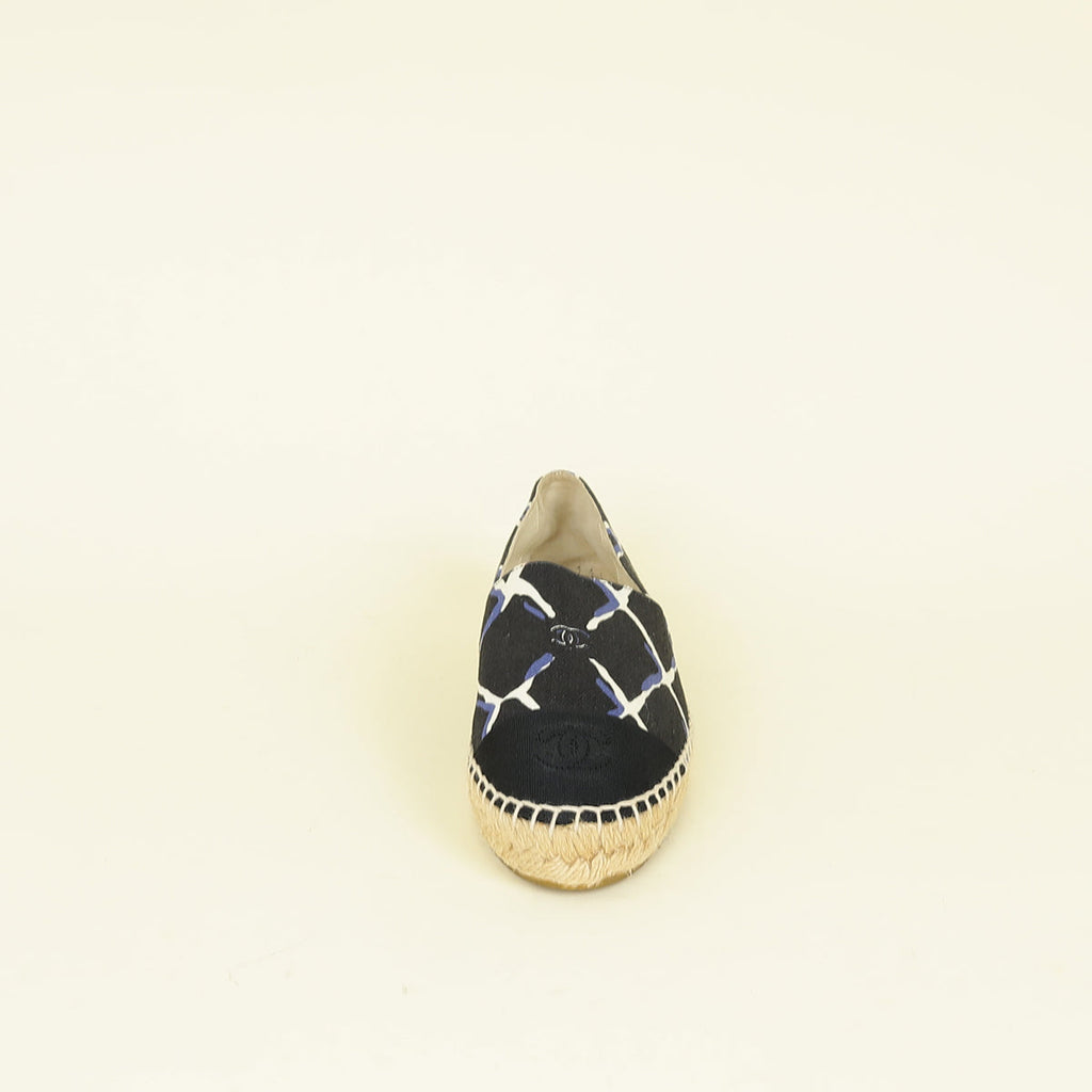 Chanel Bicolor CC Diamond Quilted Print Espadrille Flats 36