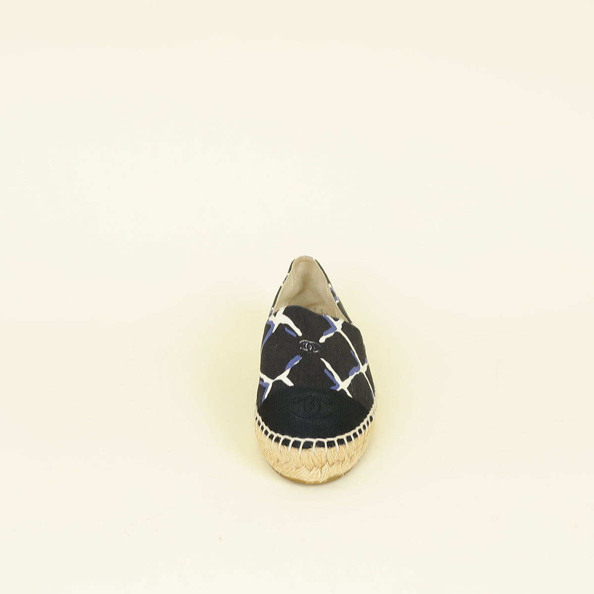 Chanel Bicolor CC Diamond Quilted Print Espadrille Flats 36
