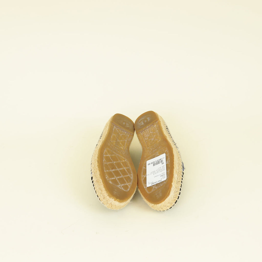 Chanel Bicolor CC Diamond Quilted Print Espadrille Flats 36