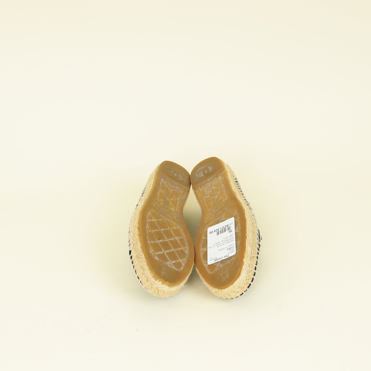 Chanel Bicolor CC Diamond Quilted Print Espadrille Flats 36