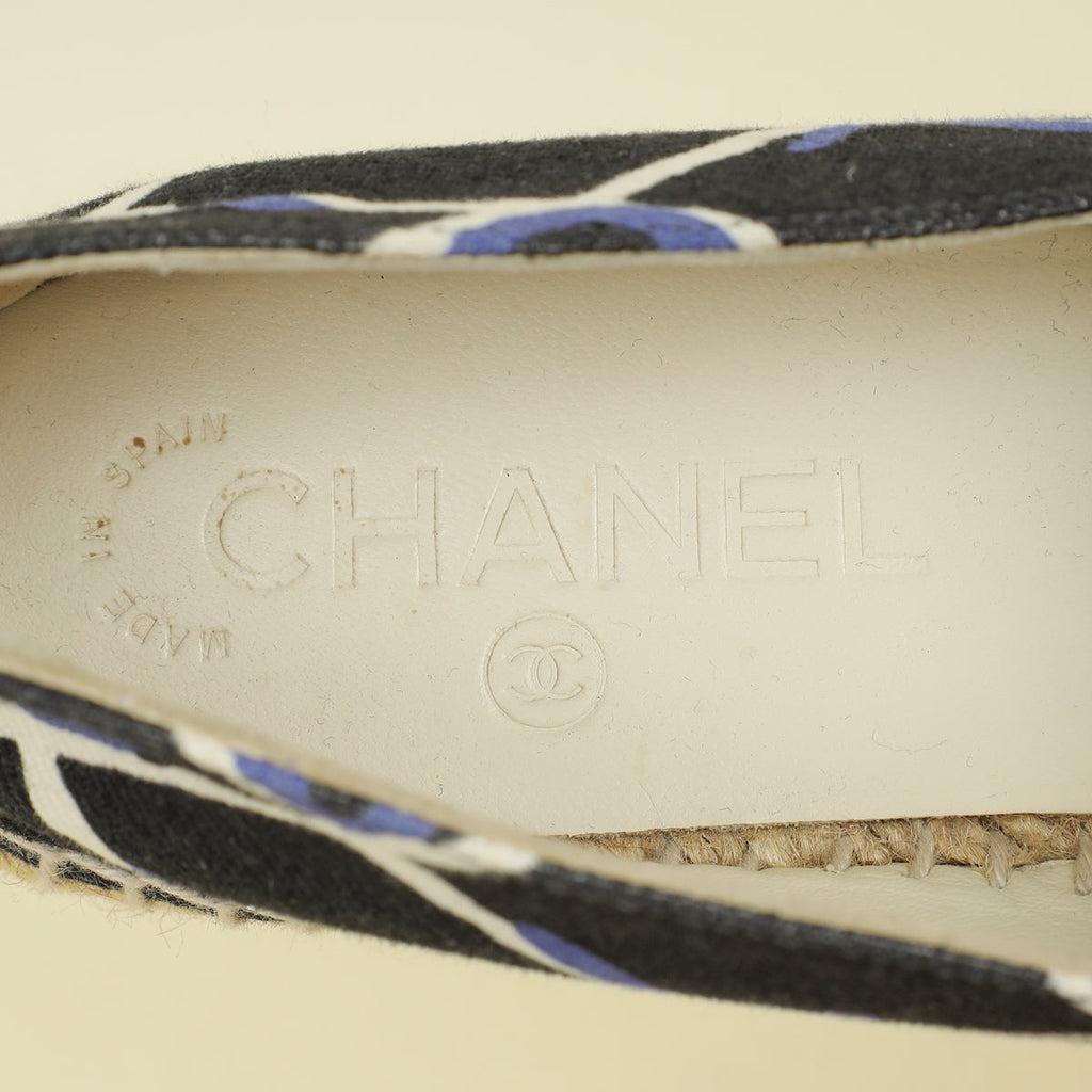 Chanel Bicolor CC Diamond Quilted Print Espadrille Flats 36